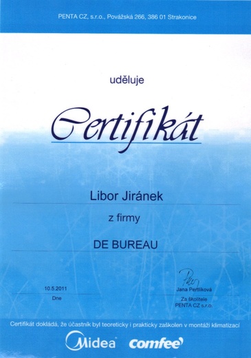 Certifikát Comfee