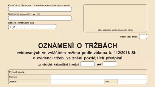 Oznámení o tržbách