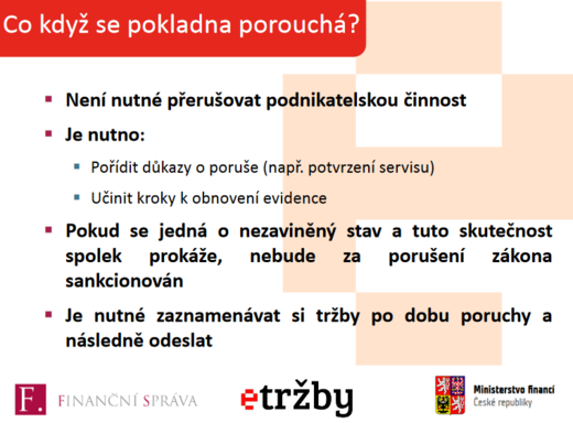 Porucha EET pokladny