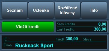 Kredit v dotykové pokladně Kredit v dotykové pokladně