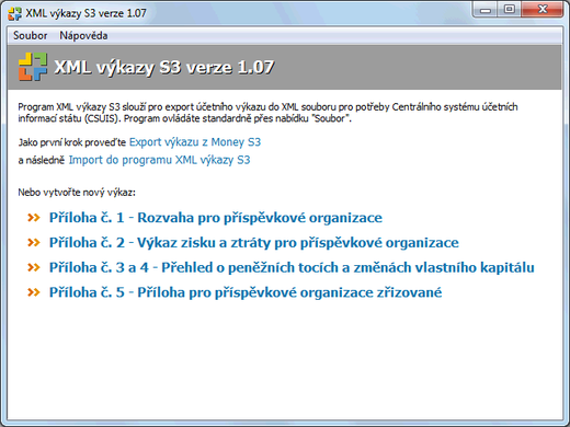 XML výkazy pro příspěvkové organizace